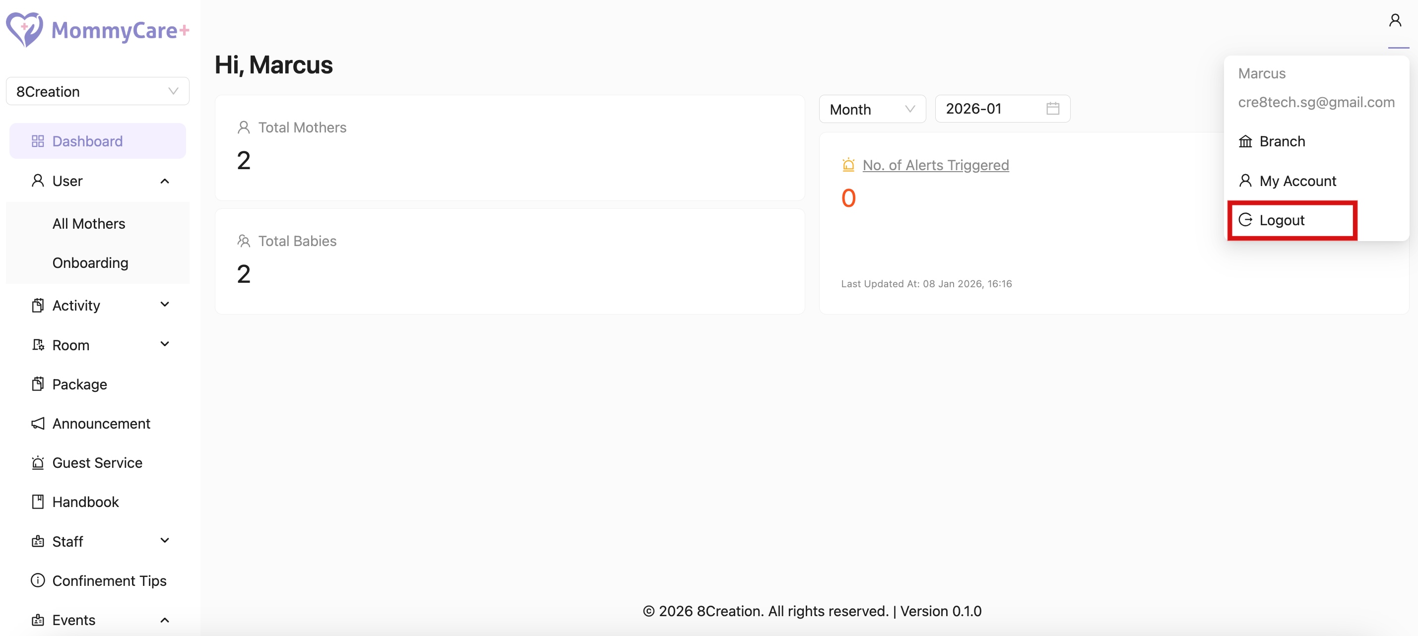Logout in Admin Portal