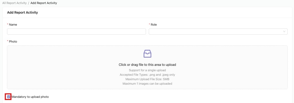 Photo Mandatory in Activity