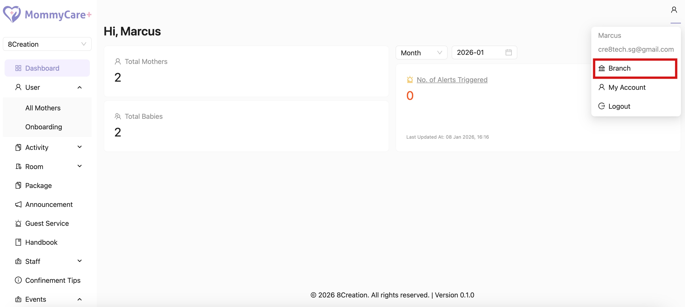Branch Management in Admin Portal