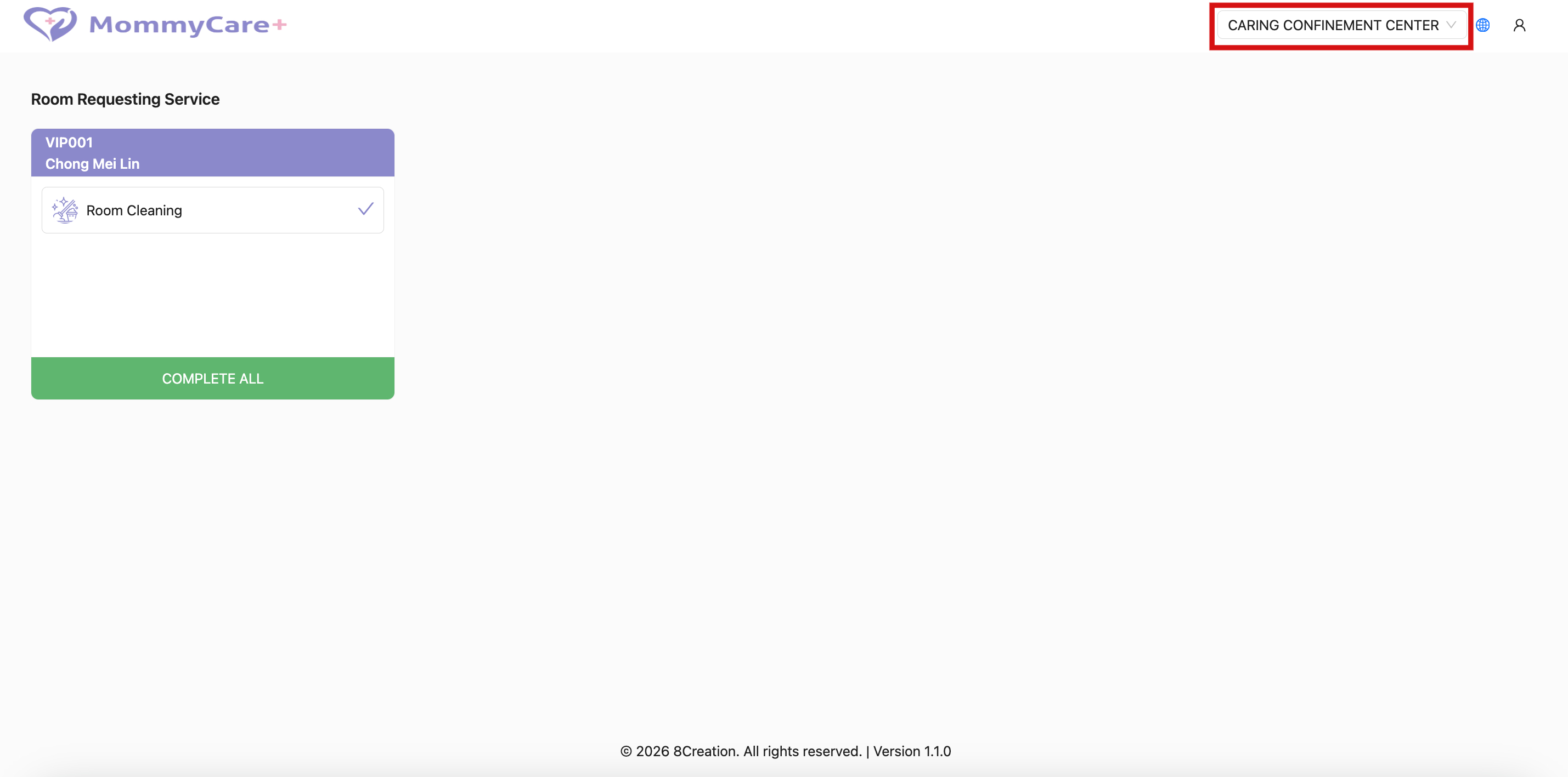 Switch Branch in Guest Service Dashboard