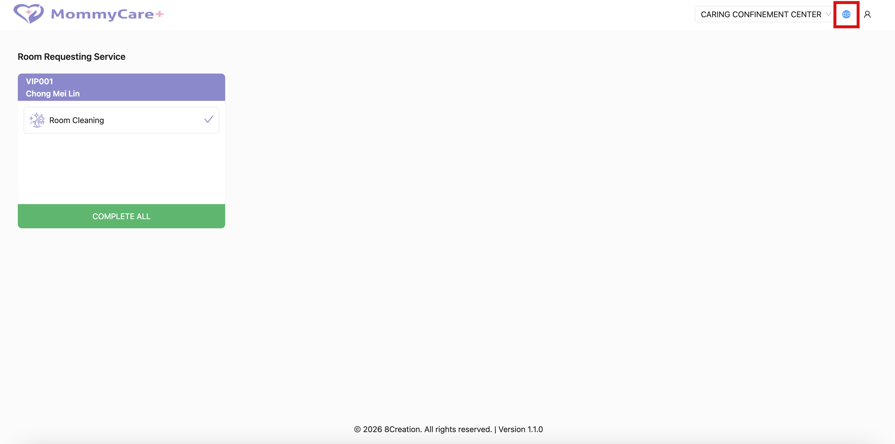 Switch Language in Guest Service Dashboard