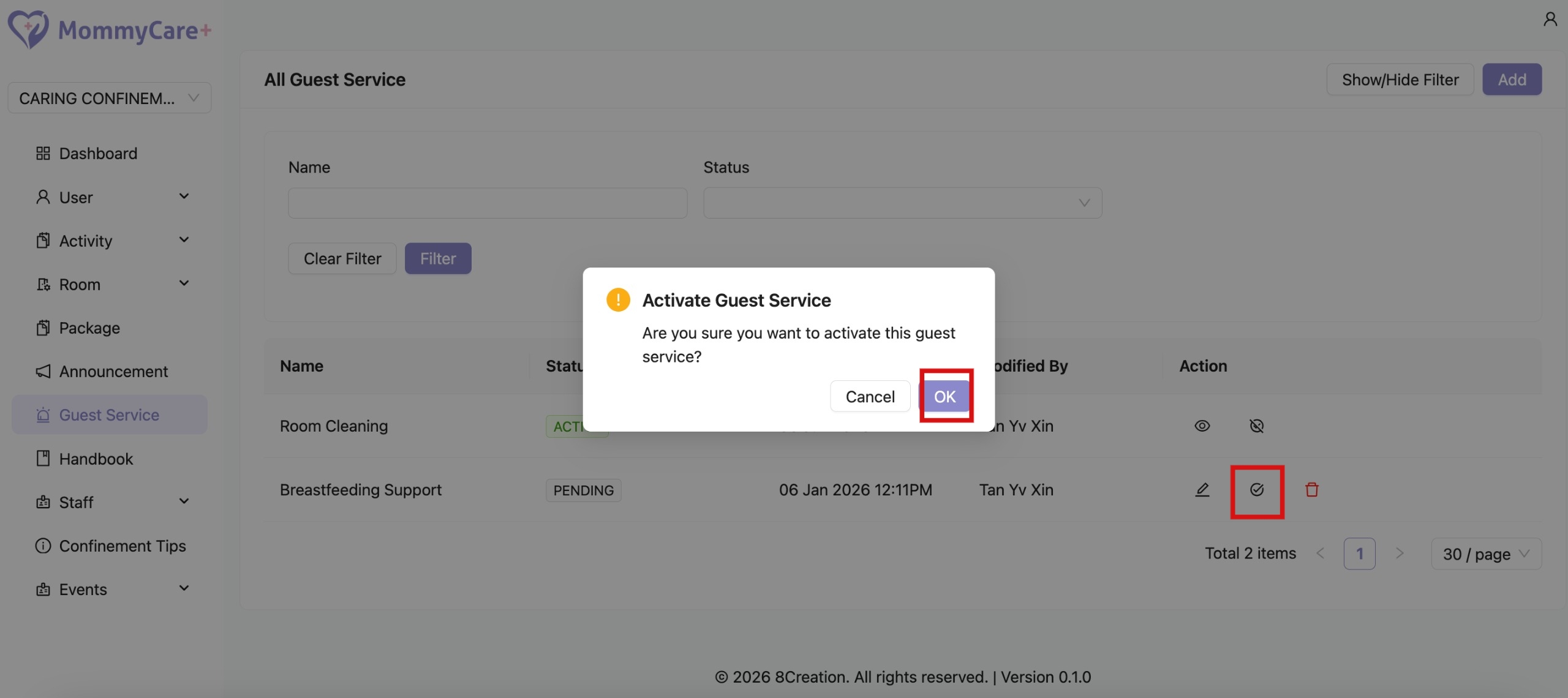 Publish Guest Service