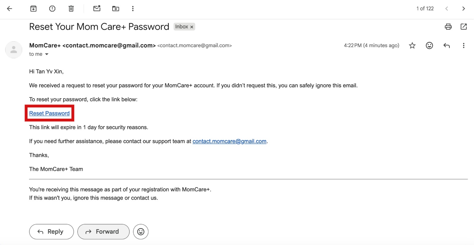 Reset Password and Submit