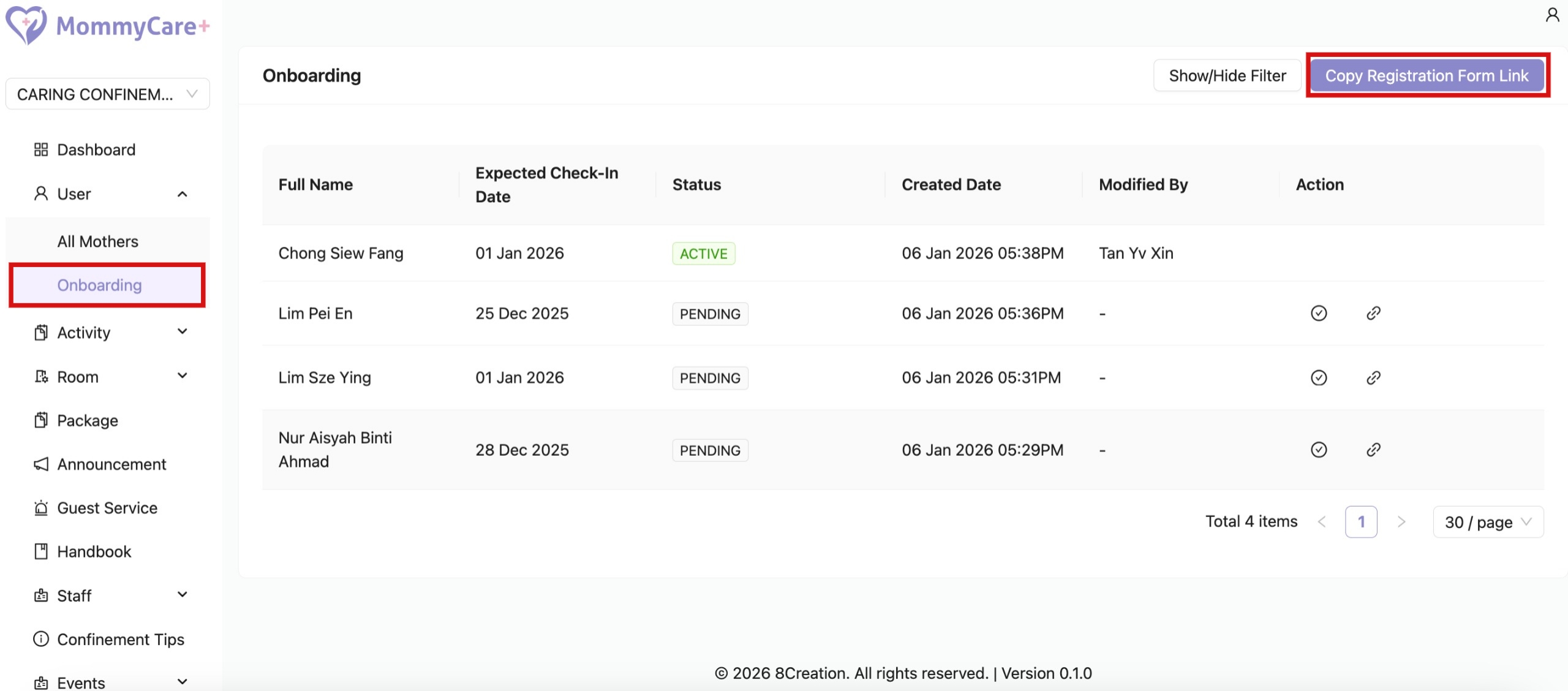 Onboarding in Admin Portal