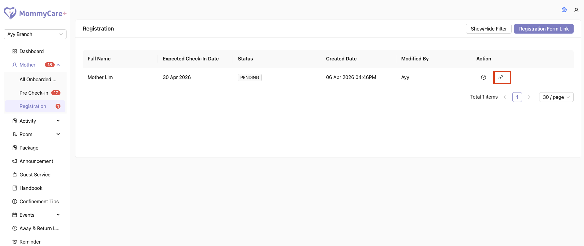 Consent form in Admin Portal