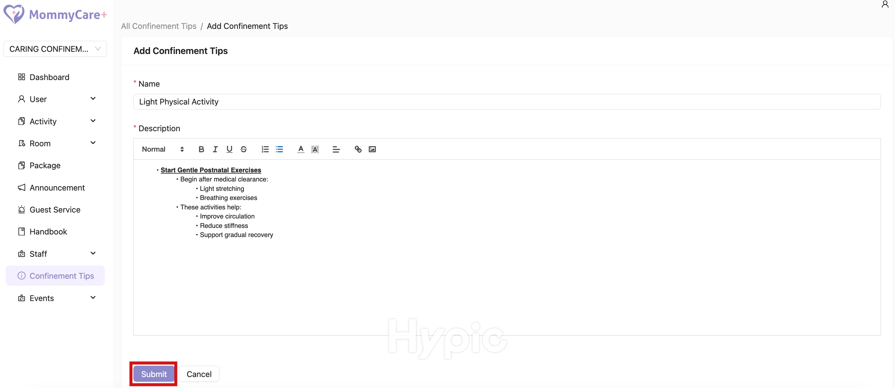 Save Confinement Tips