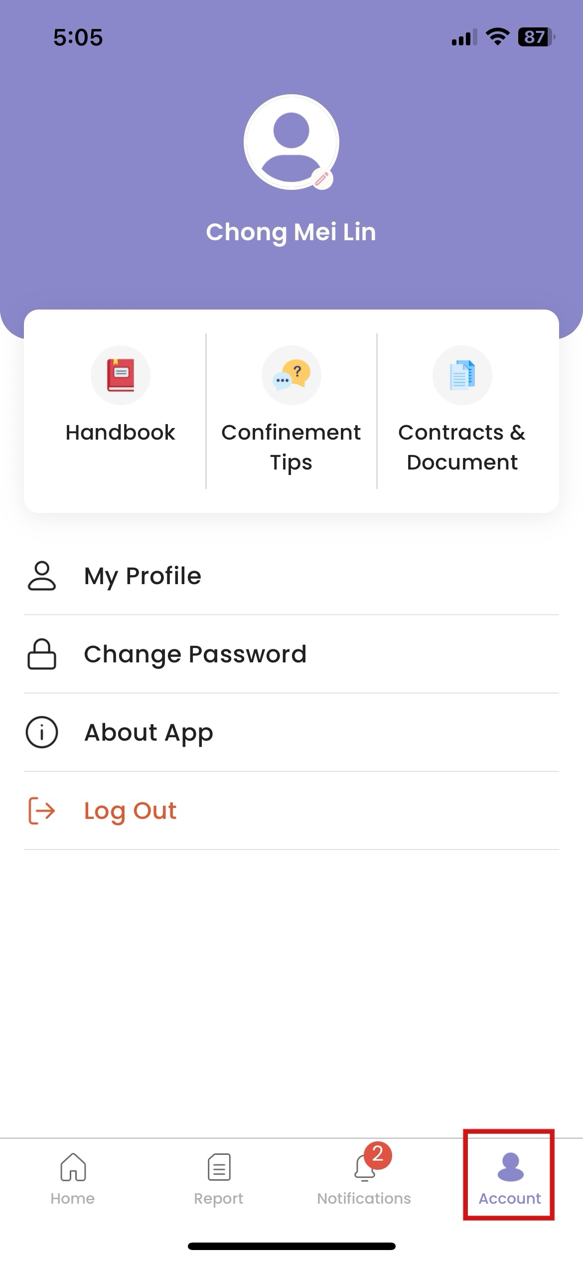 Account on Mother App