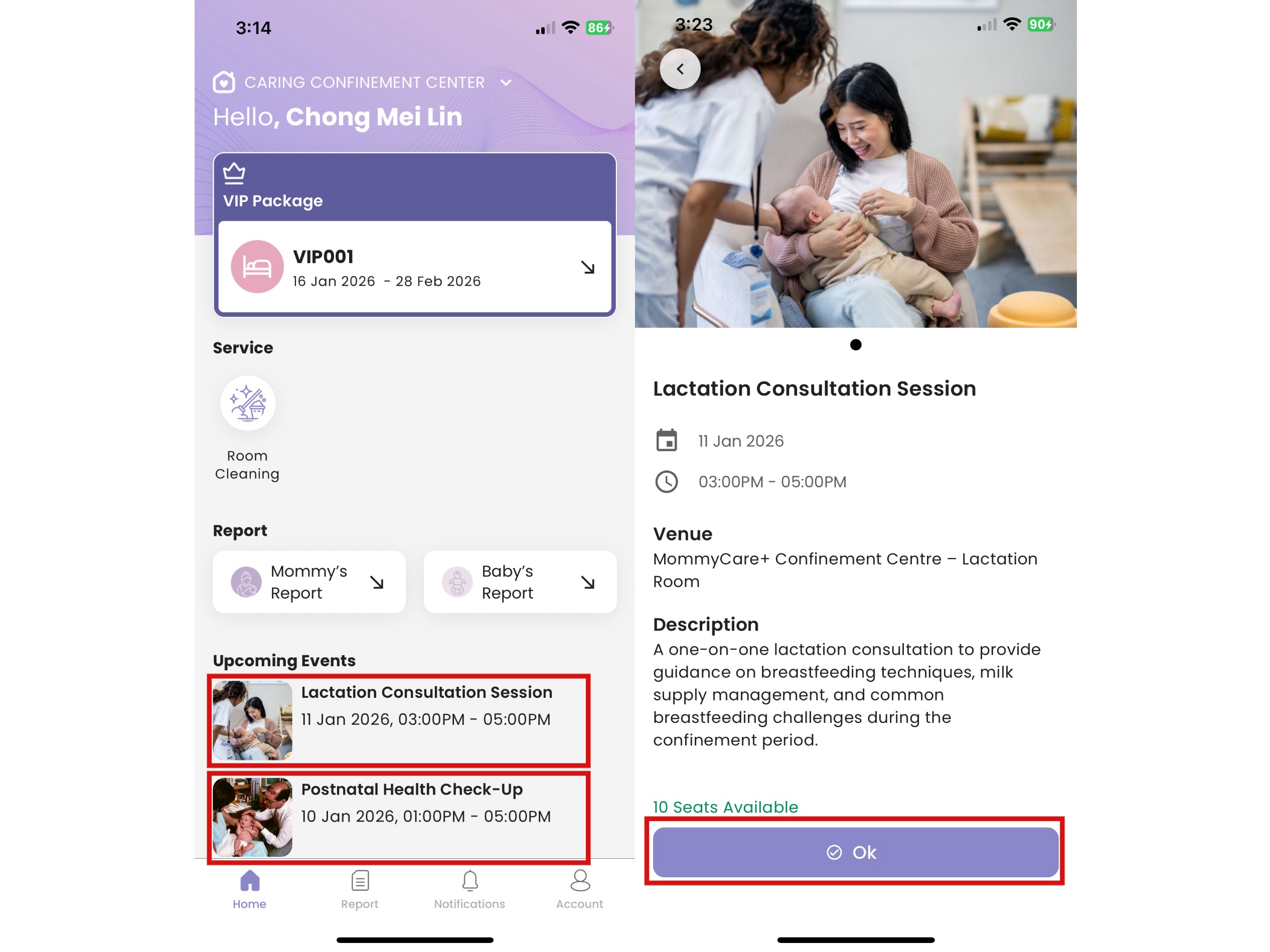 Book Upcoming Event in Mother App