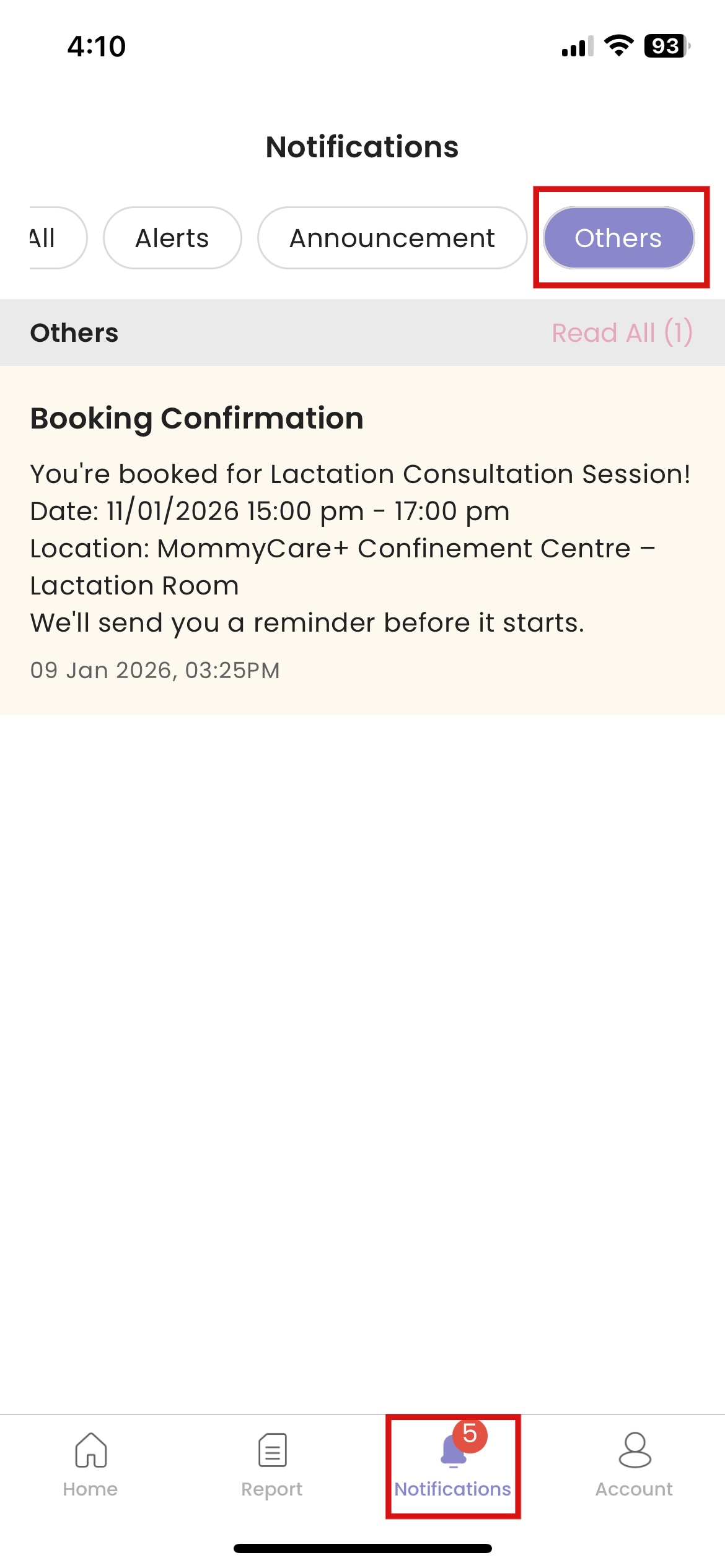 Mark Notifications All As Read for Mother App