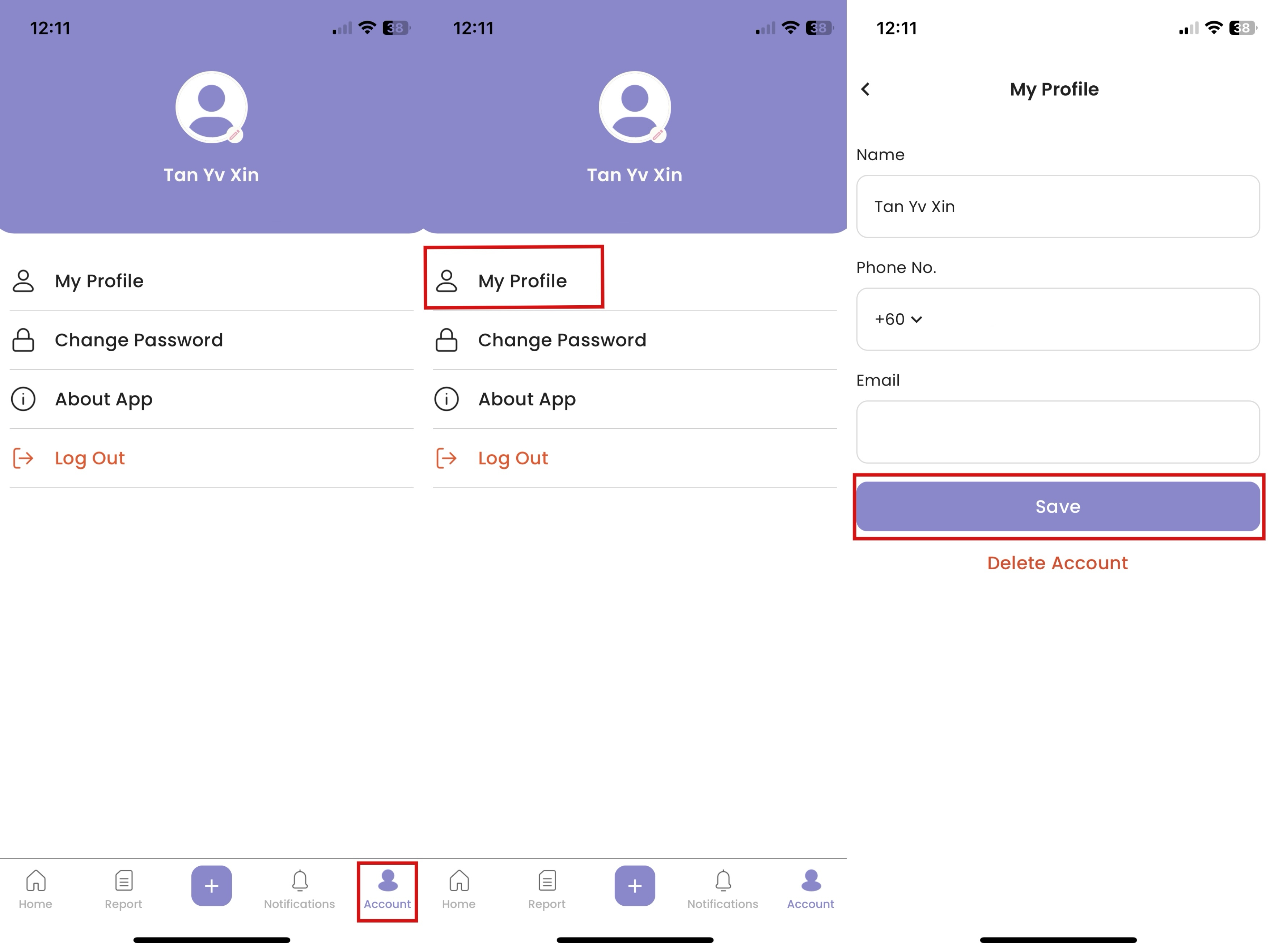 Edit Profile in Staff App