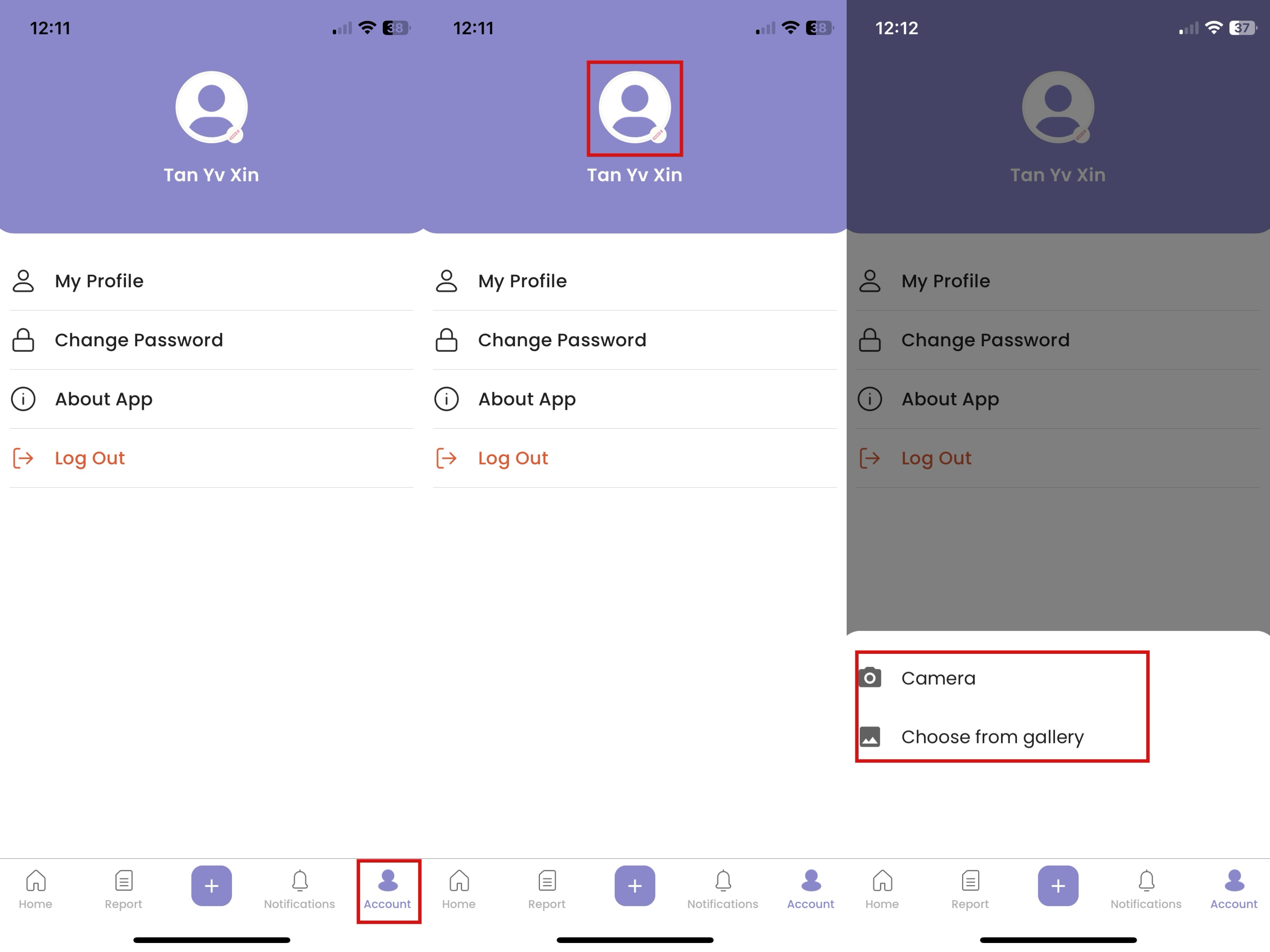 Upload Profile Picture in Staff App