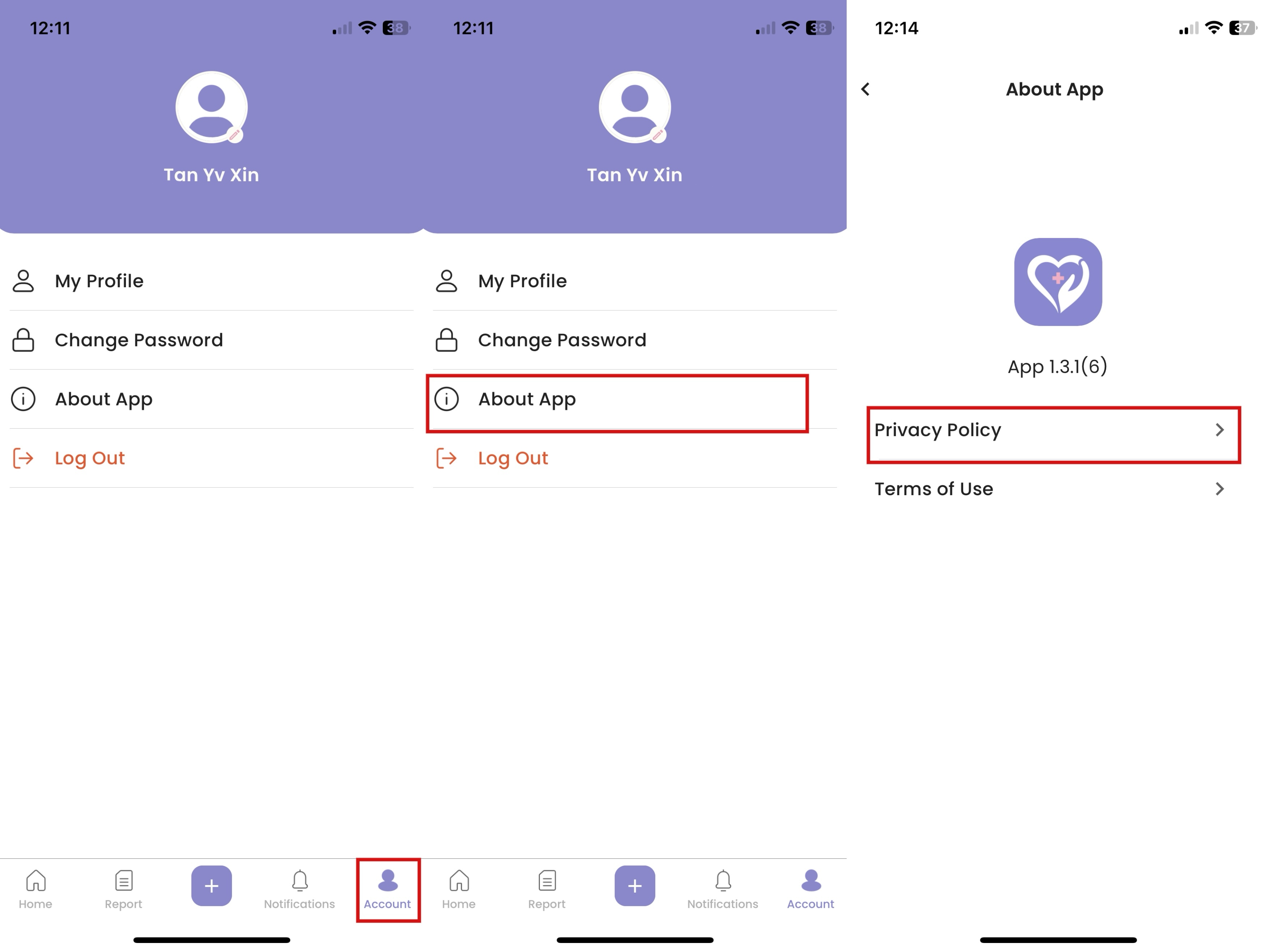 Privacy Policy in Staff App