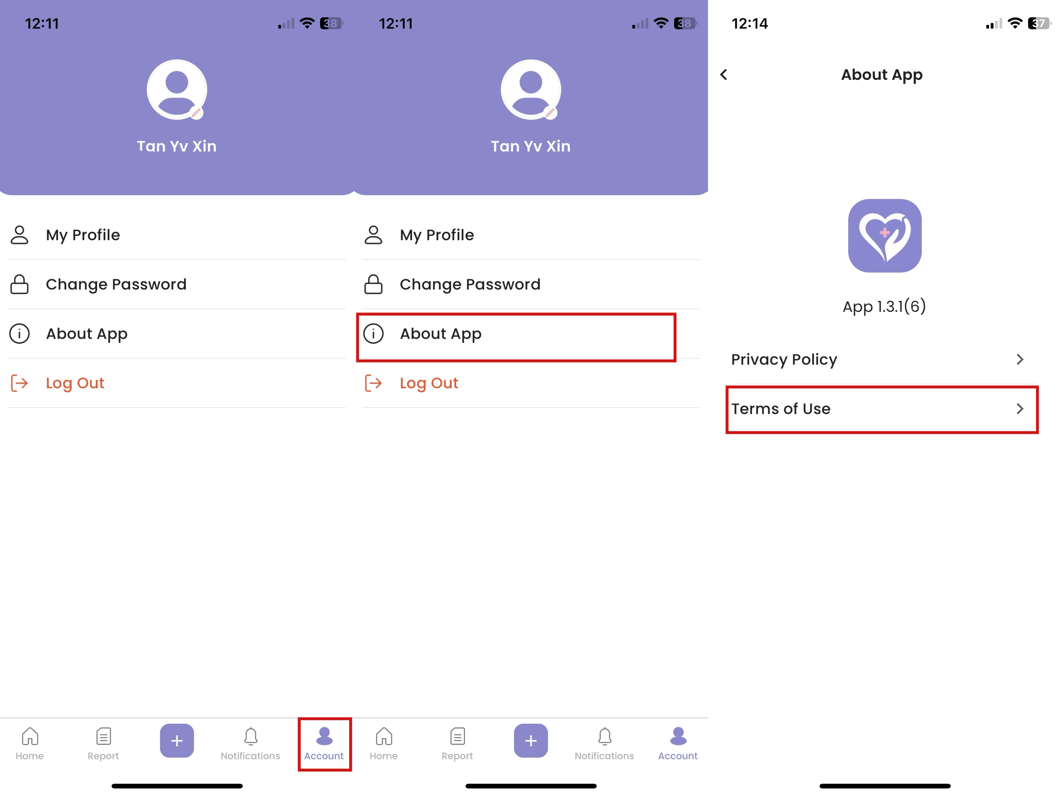Terms of Use in Staff App