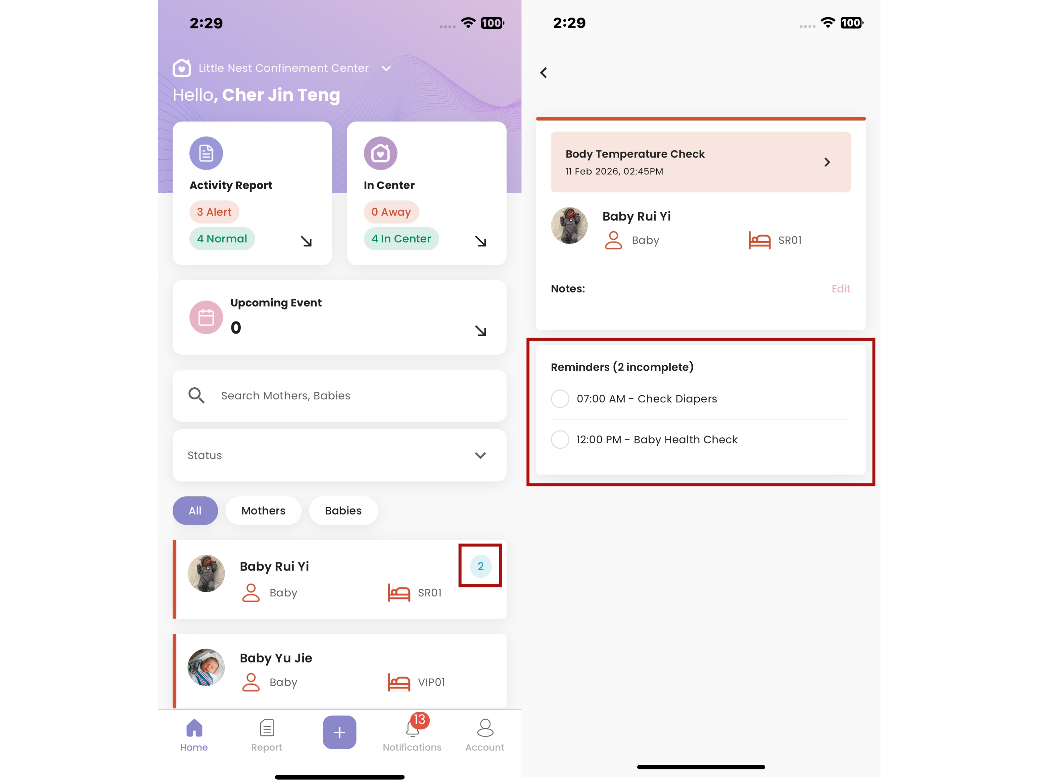 View Reminders in Staff App