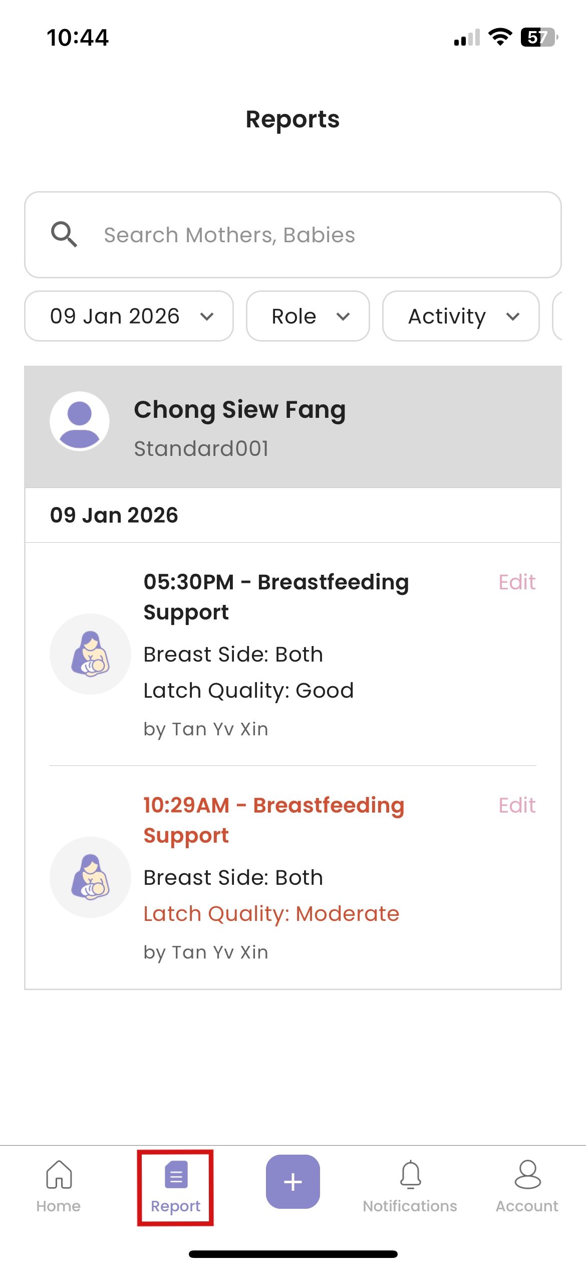 View Report in Staff App