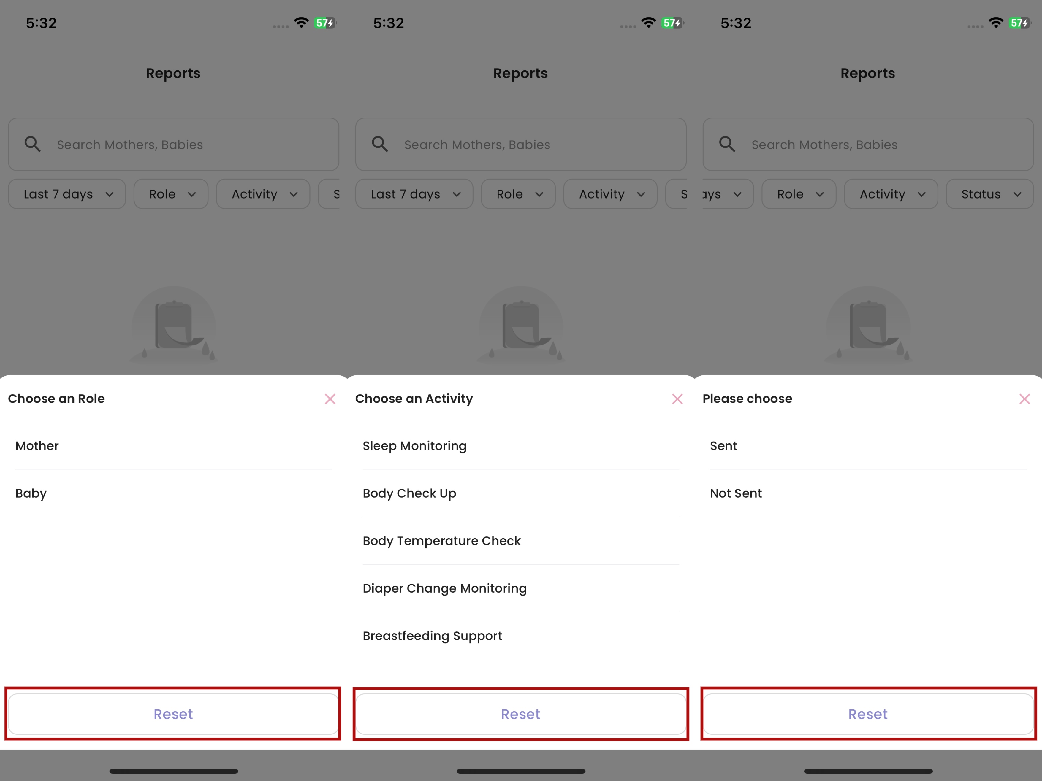 Search Report in Staff App