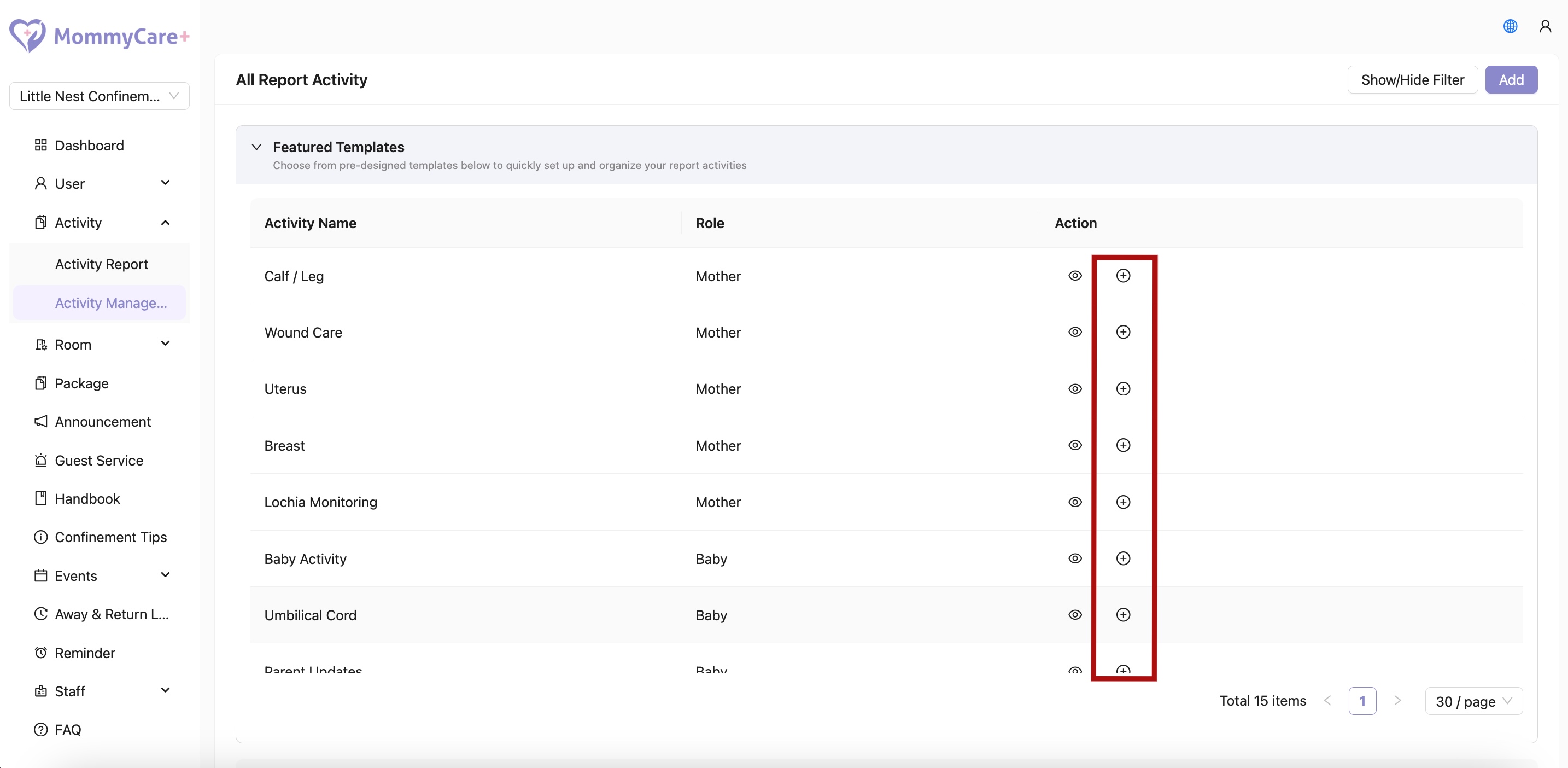 Add Activity Templates