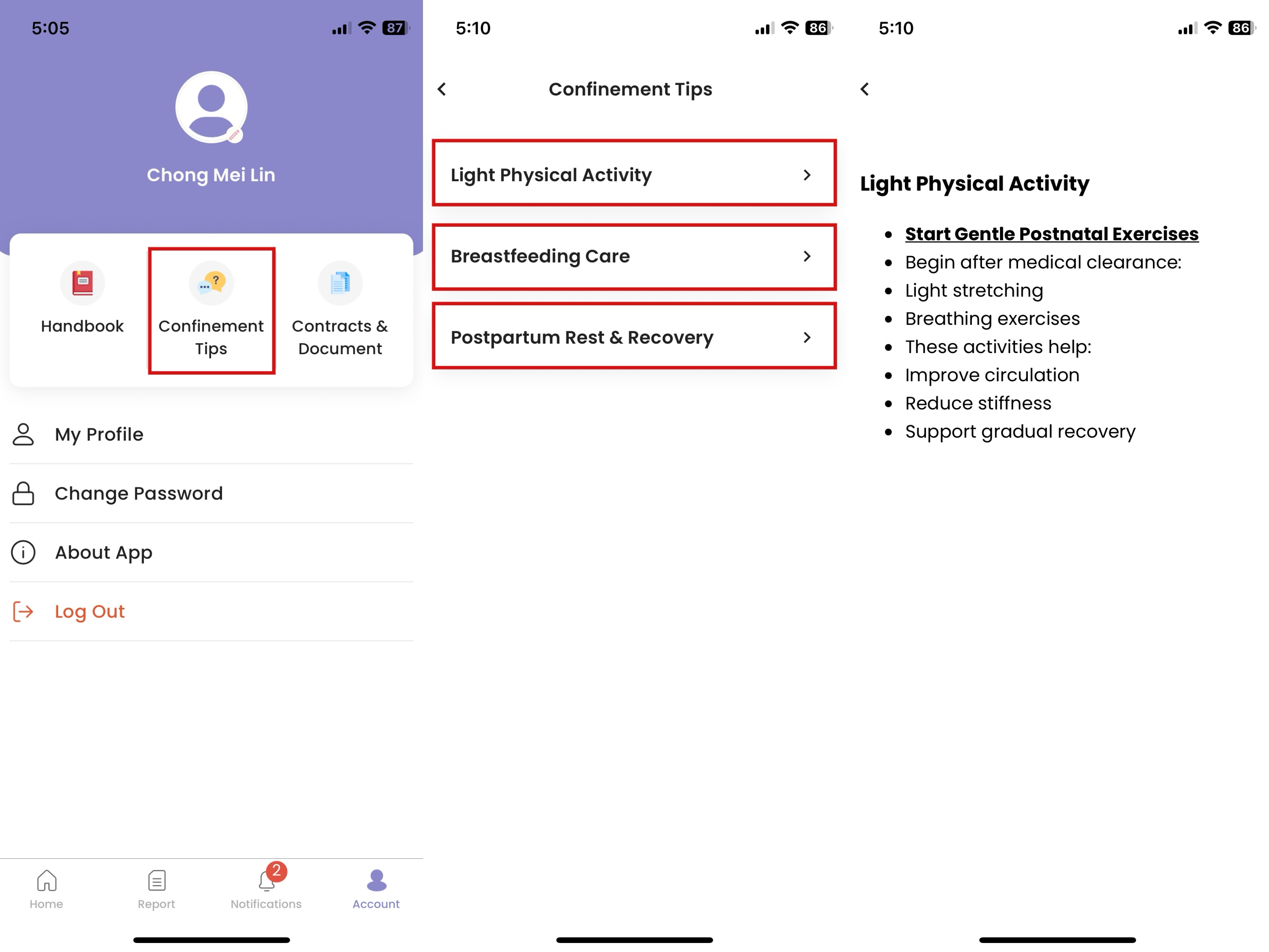 View Confinement Tips on Mother App