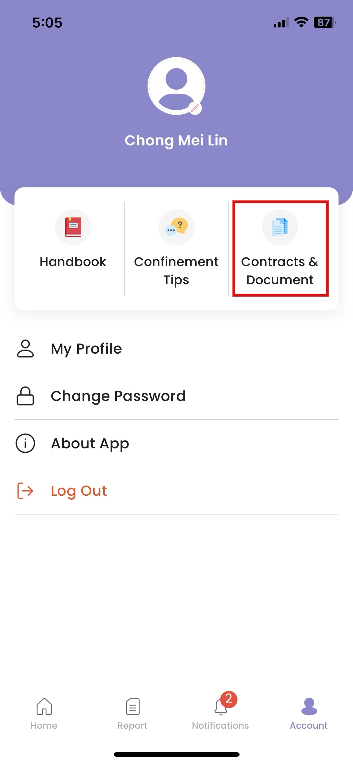 View Contracts &amp; Document on Mother App